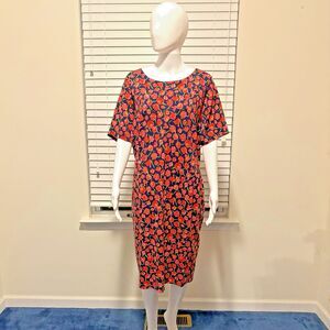Lands' End Women's Dress, Sz 20W, Multicolor, Knee Length, Pockets Short Sleeves